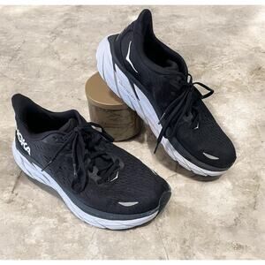 Hoka One One Clifton 8 Women's Size 9B US /1119394 BWHT Black Athletic Shoes